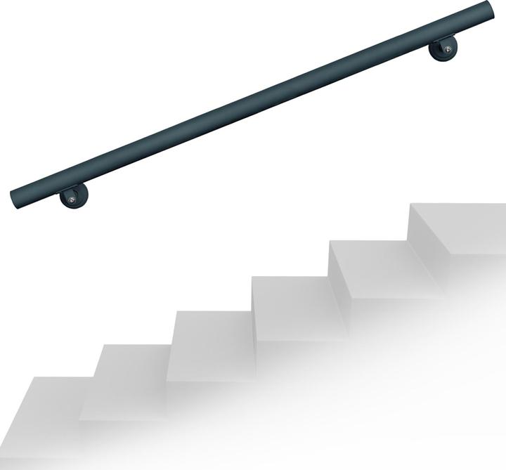 Wiltec Handrail set wall bracket 100cm anthracite Handrail grab rail stainless steel (Stainless steel)