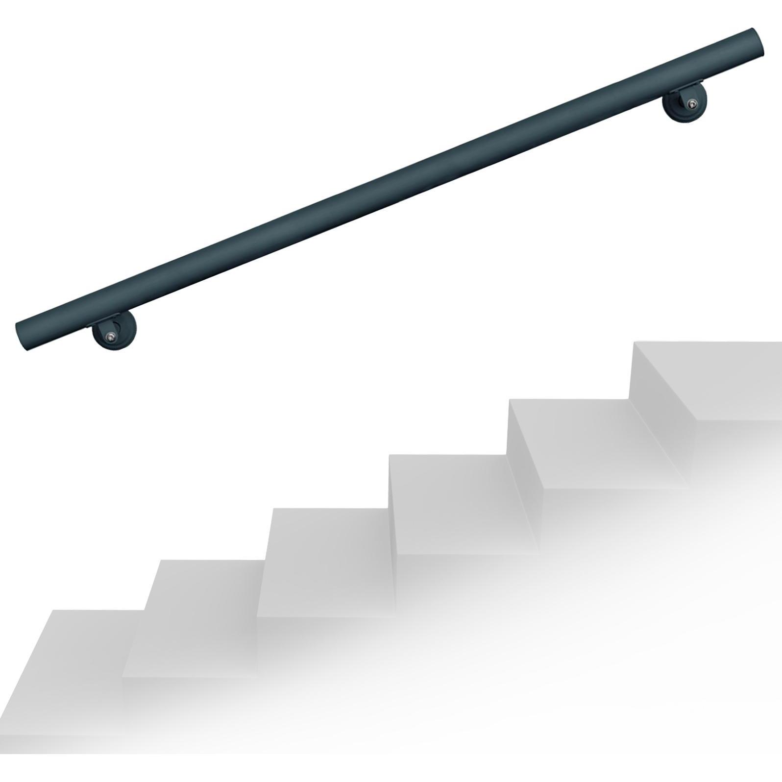 Wiltec, Möbelausstattung, Handlaufset Wandhalter 100cm Anthrazit Handlauf Haltegriff Edelstahl (1 Stk.)