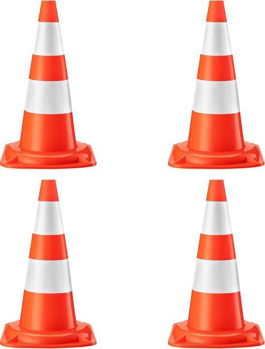 Wiltec Verkehrskegel 50cm 4St. Leitkegel Strassen Pylon Warnhütchen Warnkegel PVC
