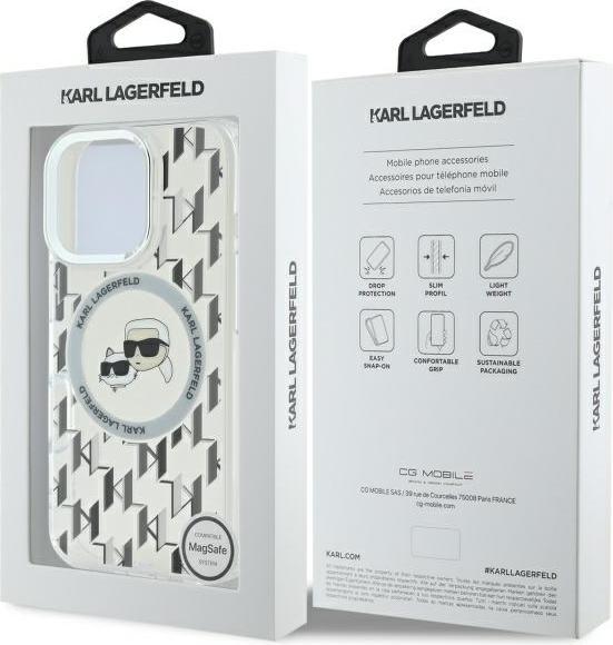 Actual product image Karl Lagerfeld KLHMP16LHMCKMHT iPhone 16 Pro 6.3" przezroczysty/transparent IML Monogram Karl&Choupe (Apple iPhone 16 Pro)