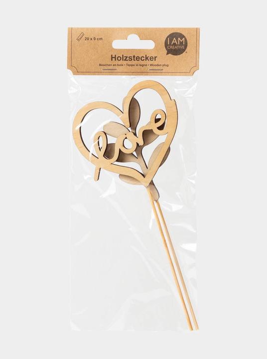 Produktbild I Am Creative Holzstecker Love und Eucalyptus, Holzdeko für Blumengefässe