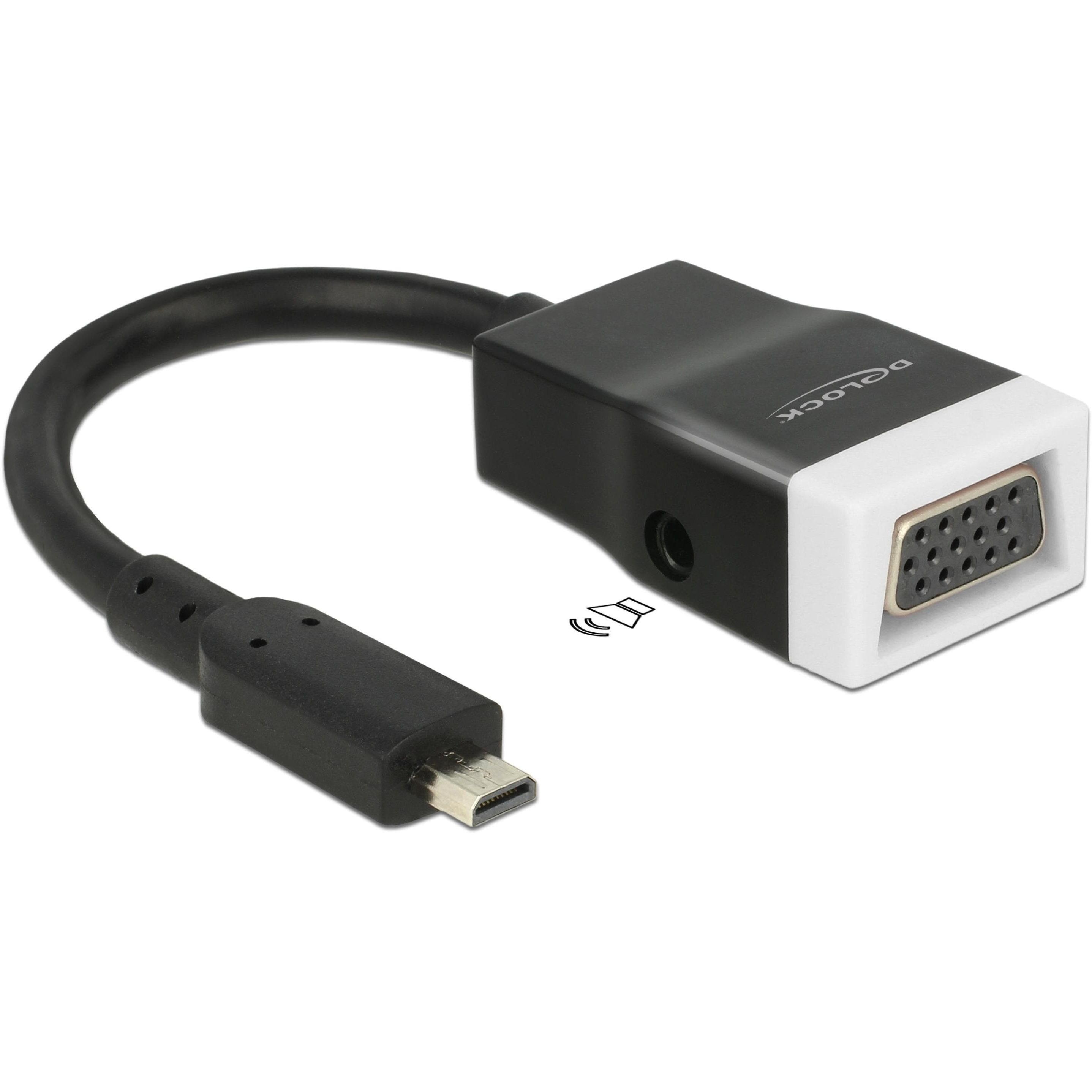 Delock Micro-HDMI zu (VGA, Klinkenbuchse, 15 cm), Data + Video Adapter, Schwarz