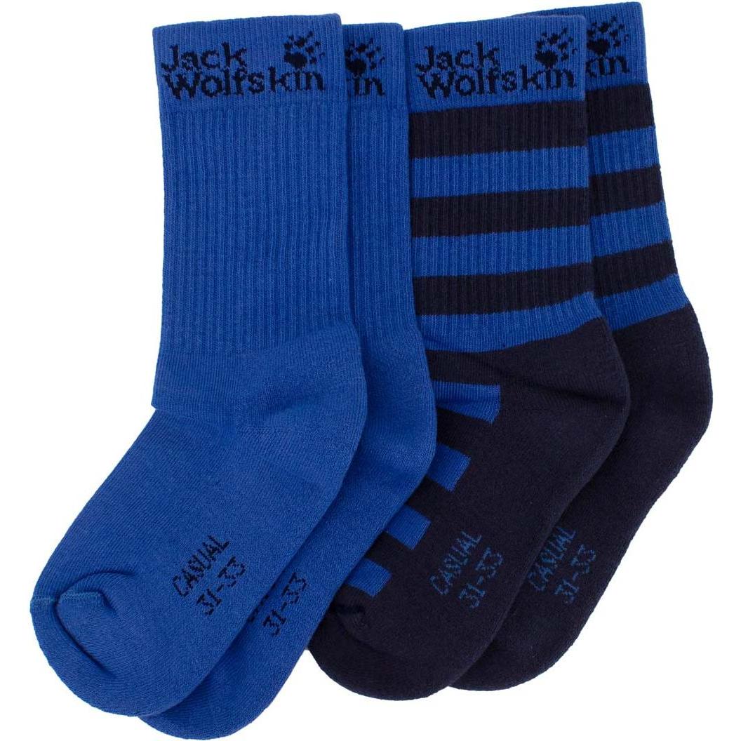 Jack Wolfskin, Unisex, Socken, Kids Casual Organic Classic 2x Paar Socken Strümpfe, Blau, (31 - 33)