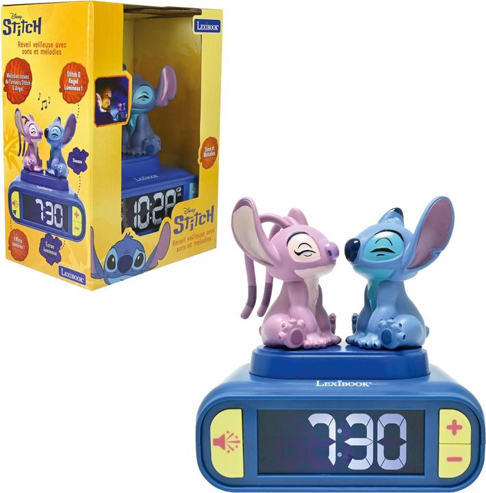 Image du produit Lexibook - Stitch & Angel Night Light Alarm Clock with Sounds - Blue/Pink - Compact Size