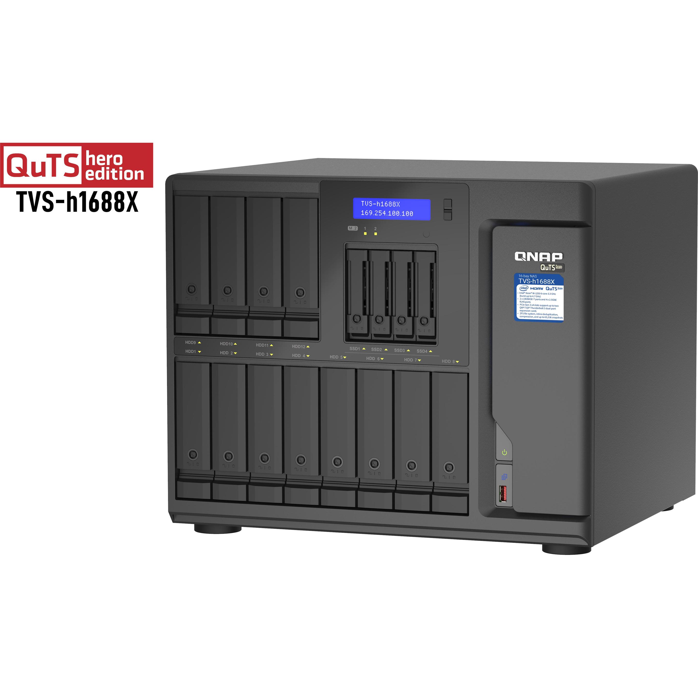 QNAP TVS-h1688X-W1250-32G (0 TB), NAS, Schwarz