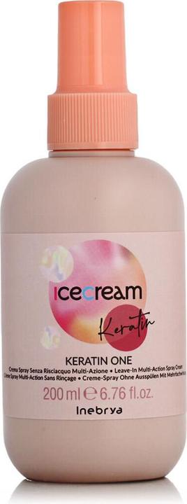 Inebrya Ice Cream Keratin One Multiaction Spray - Multifunctionele Spoelvrije Crèmespray op basis van (200 ml)