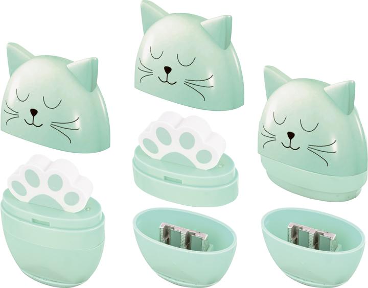 Productafbeelding Roost Puntenslijper met gum 42600 Cat, 3 kleuren