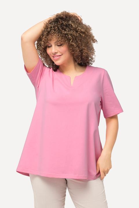 Immagine prodotto Ulla Popken T-shirt dal taglio svasato con scollo a tunica e mezze maniche (56)