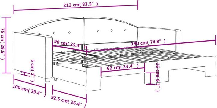 Produktbild vidaXL ausziehbares Tagesbett (90 x 190 cm)