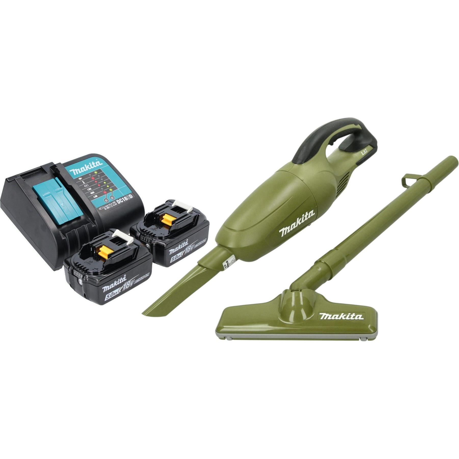 Makita DCL 180 ST2O Akku Staubsauger 18 V 0,65 l Olive Outdoor Adventure Serie + 2x Akku 5,0 Ah +, Staubsauger, Grün