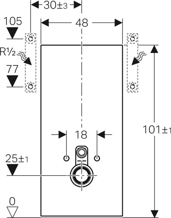Produktbild Geberit Monolith Sanitärmodul für Wand-WC, 101cm, Wasseranschluss seitlich, mit Anschlussstutzen