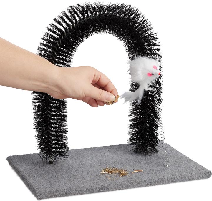 Actual product image Relaxdays Scratching Arch for Cats, Fur Care Stand (33 cm, Black)