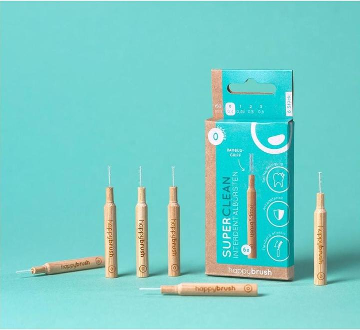 Immagine prodotto happybrush Scovolini interdentali SuperClean ISO 0 0,4 mm Marrone 6 pezzi (6 x, 0.40 mm)