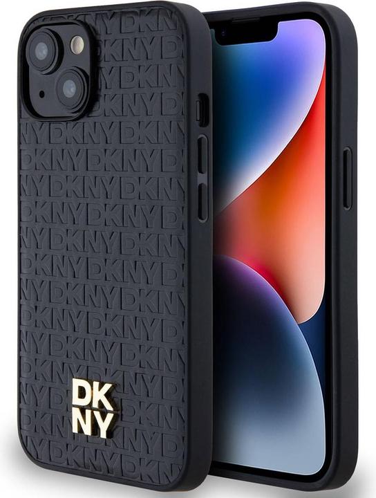 Produktbild DKNY DKHMP15SPSHRPSK iPhone 15 / 14 / 13 6.1" czarny/black hardcase Leather Pattern Metal Logo MagSa (Apple iPhone 15)