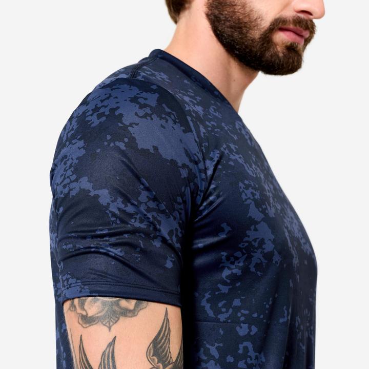 Produktbild Domyos Men's Short-Sleeved Crew Neck Breathable Fitness T-Shirt - Navy Blue (3XL)