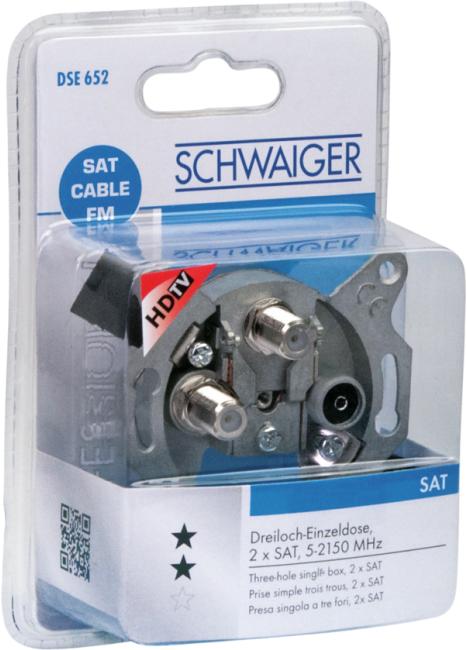 Immagine prodotto Schwaiger 2 x presa F + 1 x presa IEC, presa TWIN spur 2 dB (Spine e connettori)