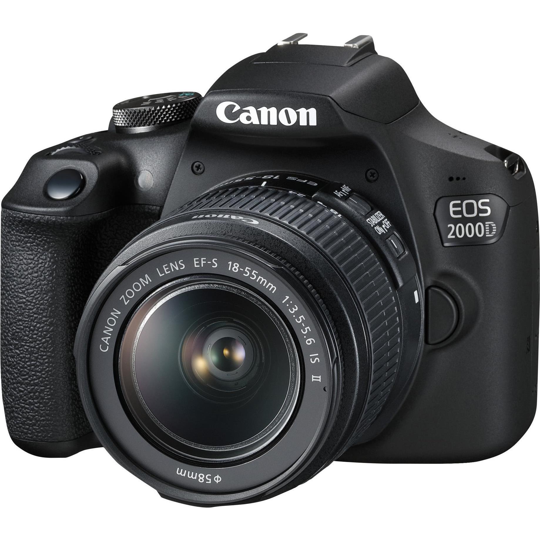 Canon EOS 2000D (18 - 55 mm, 24.10 Mpx, APS-C / DX), Kamera, Schwarz