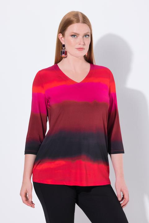 Produktbild Ulla Popken Slinky-Shirt, Farbverlauf, V-Ausschnitt, 3/4-Arm (42, 44)
