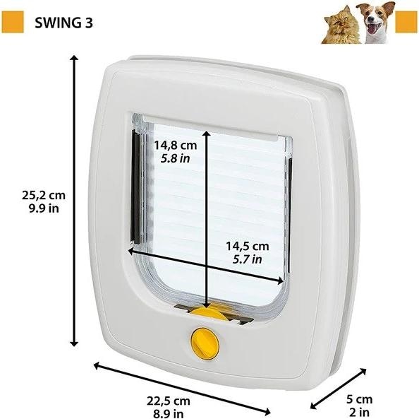 Productafbeelding Ferplast Swing 3 grijs - Hondenluik en kattenluik - 22 5 x 5 x 25 2cm (Handmatig kattenluik)