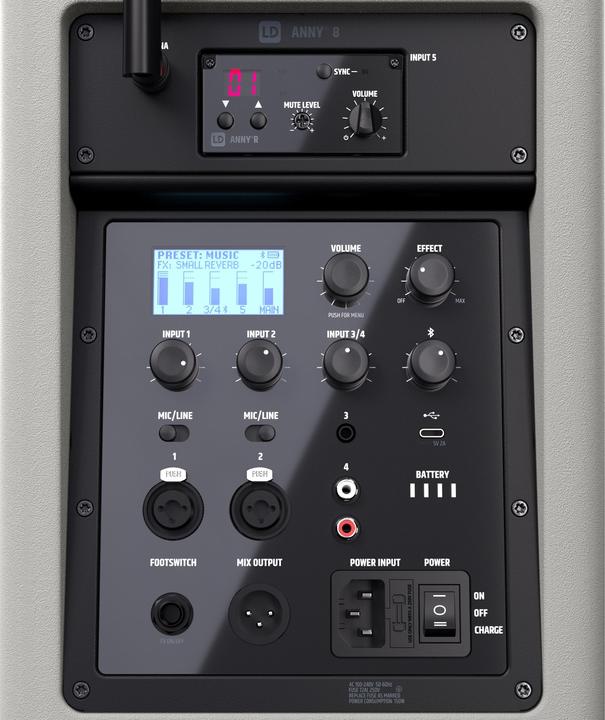 Immagine prodotto LD Systems ANNY® 8 HHD B8 G - Altoparlante PA Bluetooth® portatile con batteria ricaricabile, mixer e 1x (Attivo)