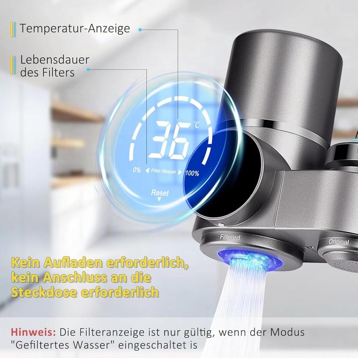 Produktbild Milfech Wasserhahnfilter mit LED Anzeige und 2 Filtereinsätzen