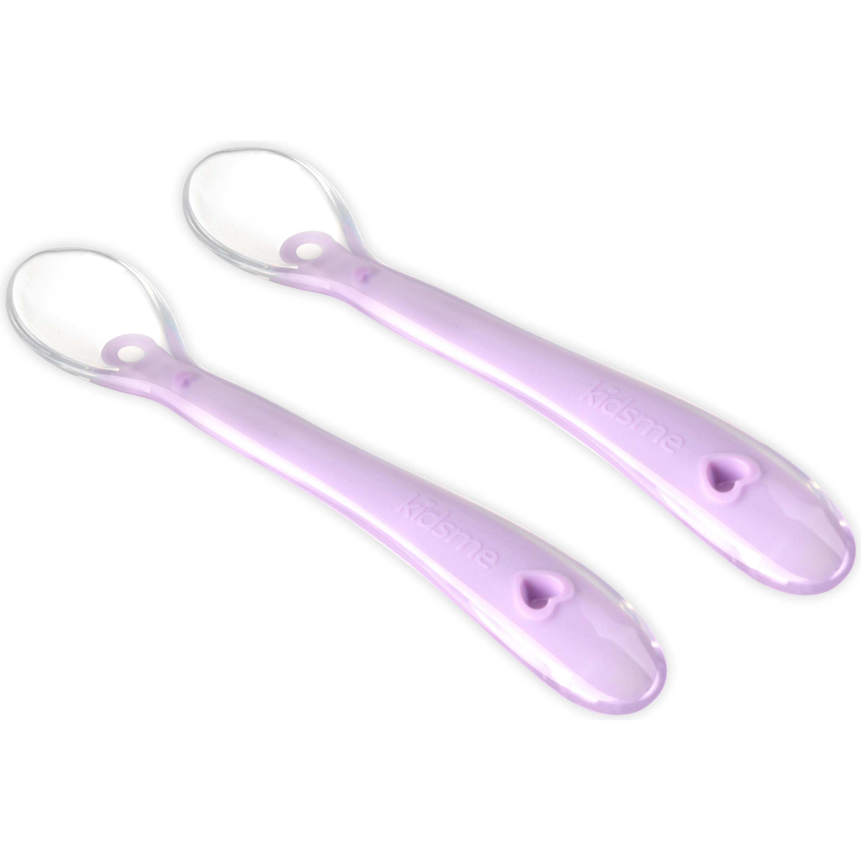 Thumbnail - Kidsme, Kindergeschirr + Kinderbesteck, Silicone spoon - Lavendel 2-pack (KIDS140308LA)