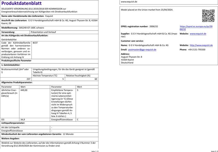 Image du produit Exquisit Getränke-Kühlgerät (237 l)