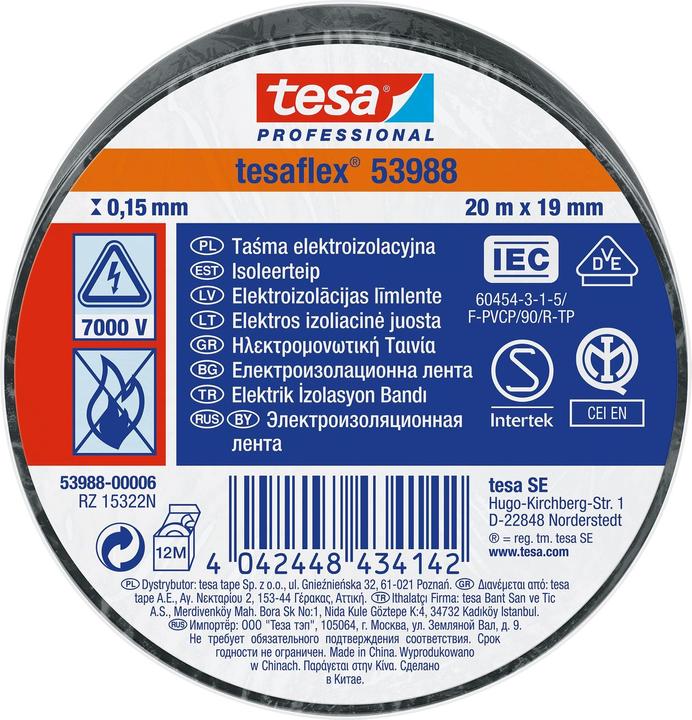 Immagine prodotto MGA Nastro isolante nero Tesa 20m x 19 mm (19 mm)