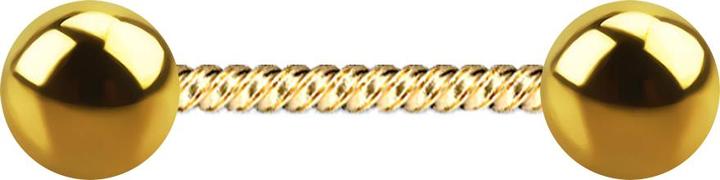 Produktbild Star Piercing Micro Barbell vergoldet geflochten mit zwei Kugeln (ohne Messing, Chirurgenstahl 316L)