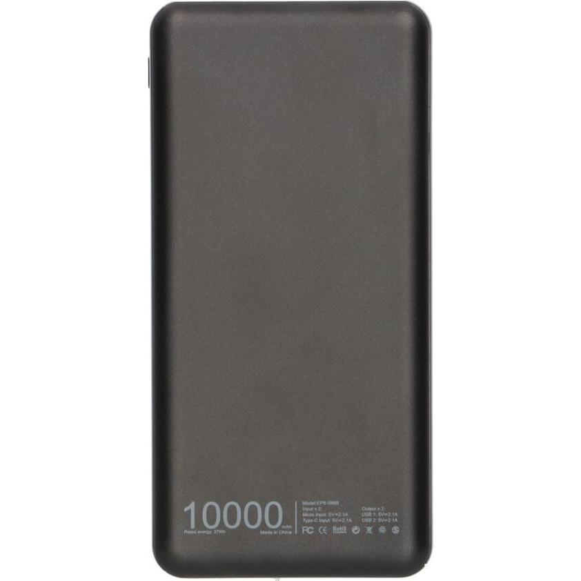Extralink EPB-098B banca di energia ai polimeri di litio (LiPo) nera (10000 mAh, 37 Wh), Powerbank, Nero
