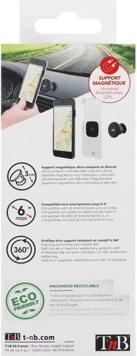 Image du produit T'nB Support magnétique rotatif de téléphone compatible (Noir)