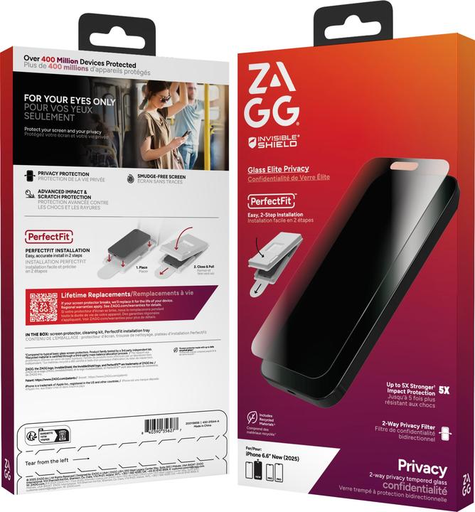 Zagg Glass Elite Privacy (1 Stk., Apple iPhone Air)