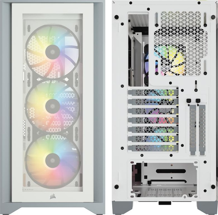 Actual product image Corsair iCUE 4000X RGB Mid-Tower White tempered glass case (ATX, mATX, Mini-ITX, E-ATX)