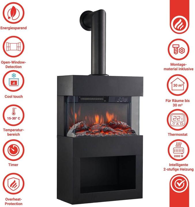 Actual product image Kaminio HENRI electric fireplace with stovepipe