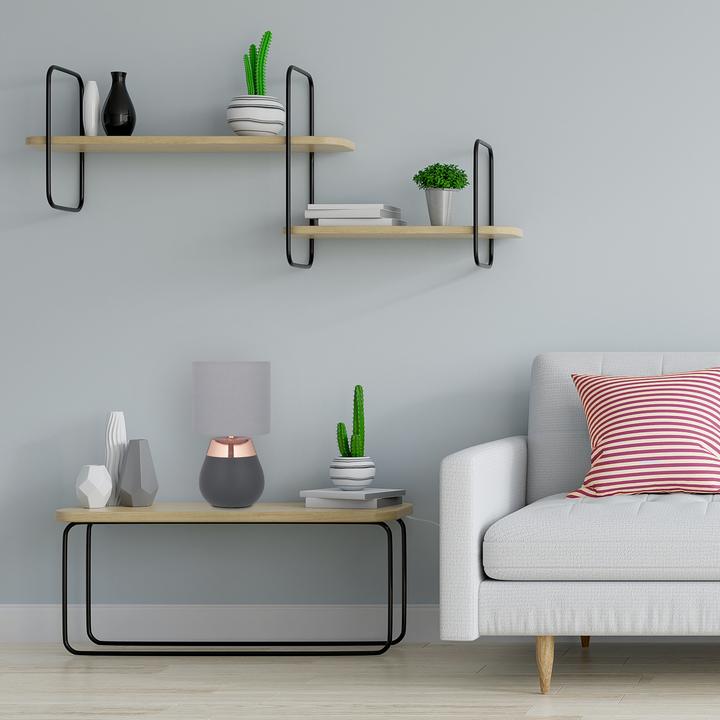 Produktbild Relaxdays Tischlampe mit Stoffschirm 2er Set (E14)