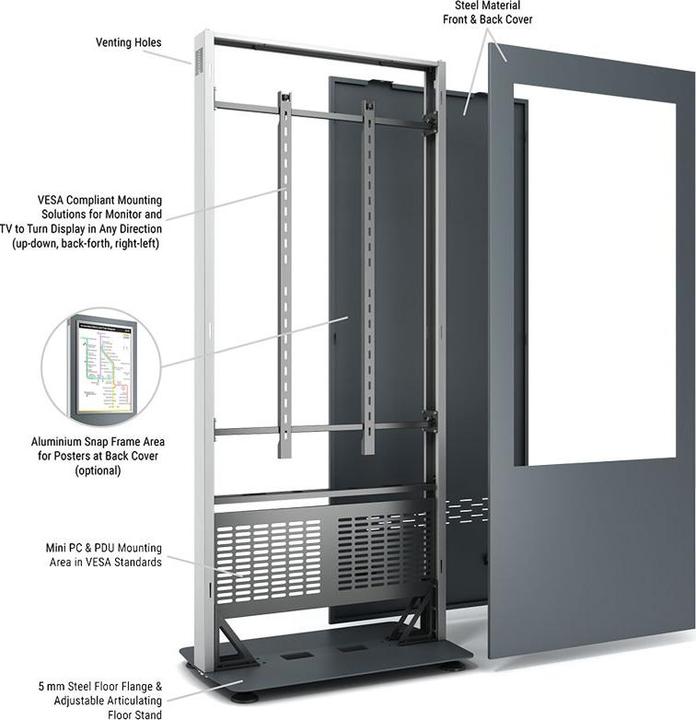 Image du produit DSS Stèle d'intérieur Portrait, écran 43", noir