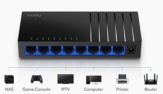 Productafbeelding Cudy GS108D netwerkswitch Gigabit Ethernet (10/100/1000) Zwart (8 ports)