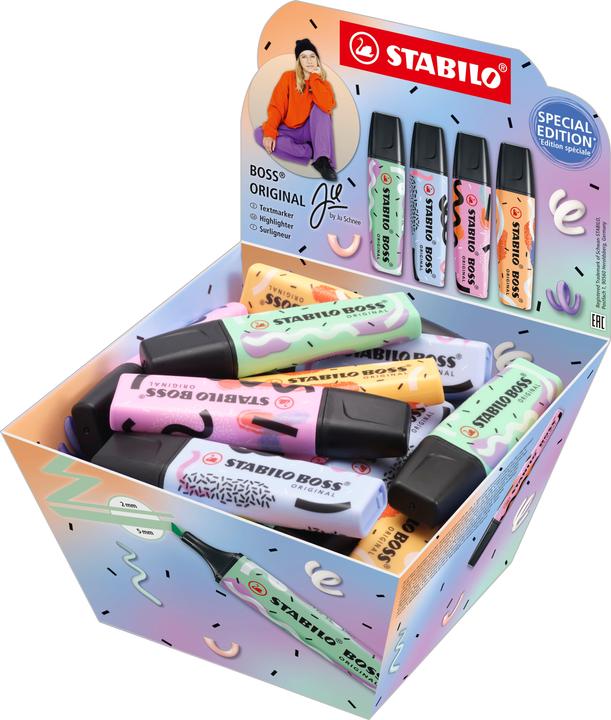 Actual product image STABILO Boss By Ju 30s Display (Cloudy blue, Crimson, Mint, Peach, 5 mm, 30 x)
