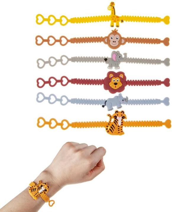 Immagine prodotto LG-Imports Bracciale con animali selvatici, set di 12 pezzi. (19 cm, Materiale sintetico)