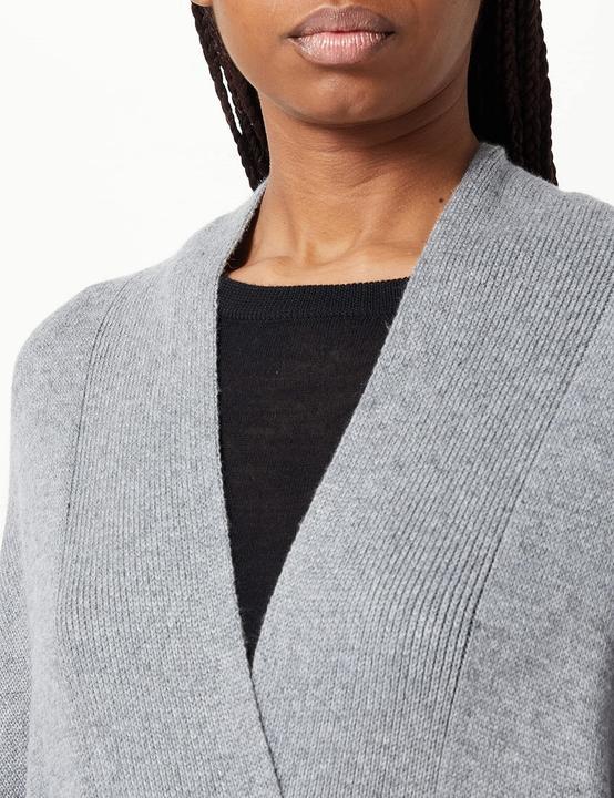 Produktbild True Religion Damen Lang Stehkragenloser Strickweste Grau Melange (XS)