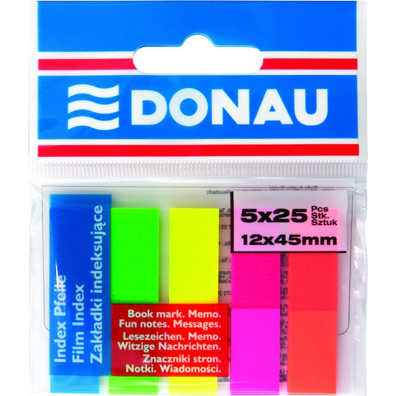 Donau, Ordner Zubehör, Abheftregister, pp, 12x45mm, 5x25 register, farbig sortiert