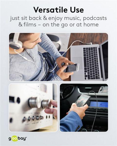 Actual product image Goobay Audio connection cable AUX, 3.5 mm stereo, 3 m, Sharkskin Grey (3 m)