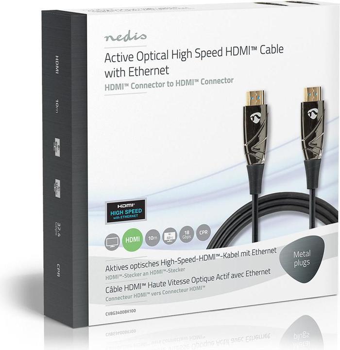 Productafbeelding Nedis Actieve Optische Hoge Snelheid??HDMI Kabel met Ethernet HDMIT Stekker HDMIT Stekker 4K@60Hz 18 G (10 m)