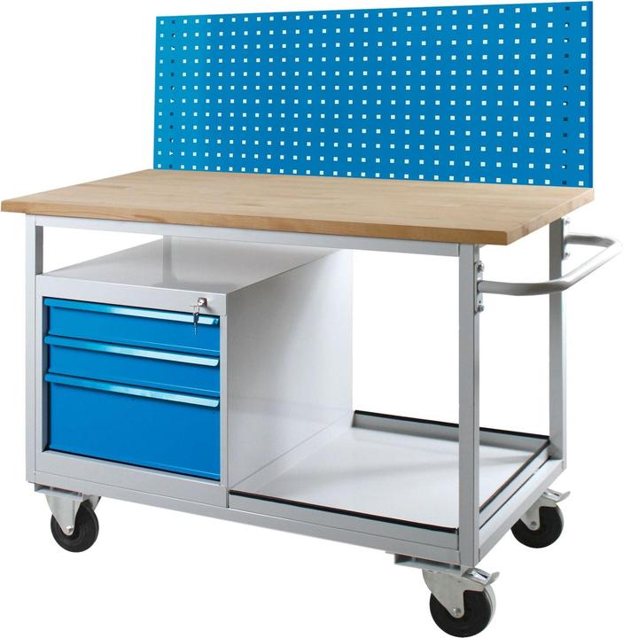 Actual product image ADB Mobile workbench with perforated wall (130 cm, 60 cm)