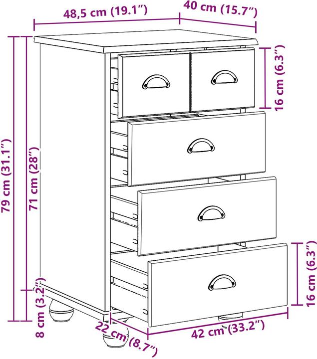 Actual product image vidaXL Chest of drawers