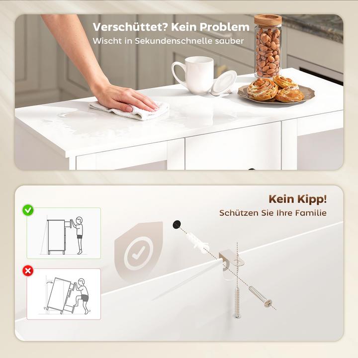 Produktbild Homcom Kommode MDF, Glas Weiss (38 x 38 x 86 cm)