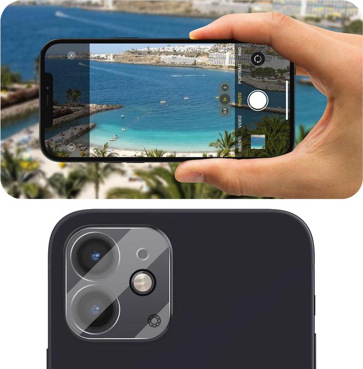 Actual product image Bigben Connected Rear camera film, camera glass, 9H+ hardness (1 Piece, Apple iPhone 12)