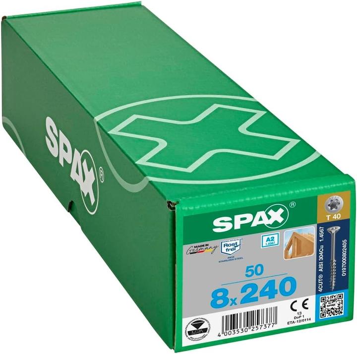 Immagine prodotto Spax A2 Senkmultikopf T-Star Plus T40 Teilgewinde 4cut (50 Viti per pezzo, 8 x 240 mm)