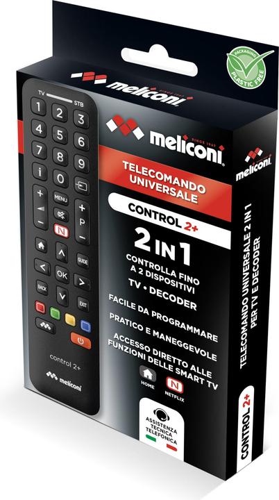 Immagine prodotto Meliconi Control 2+ telecomando IR Wireless TV, Set-top box TV Pulsanti (Telecomando universale, Infrarossi)