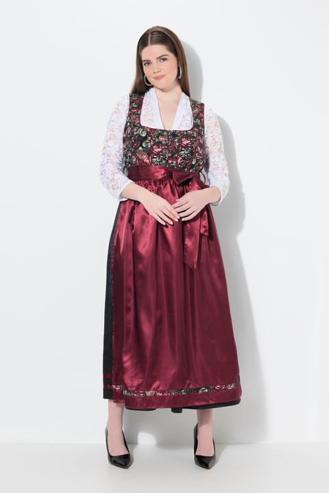 Immagine prodotto Ulla Popken Tradizionale abito smanicato Dirndl con fiori, grembiule di raso e scollo rettangolare (54)